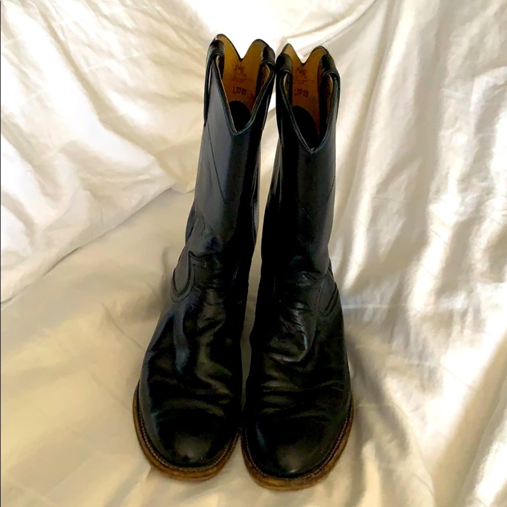 Justin Boots Black Leather Tall Combat Boots